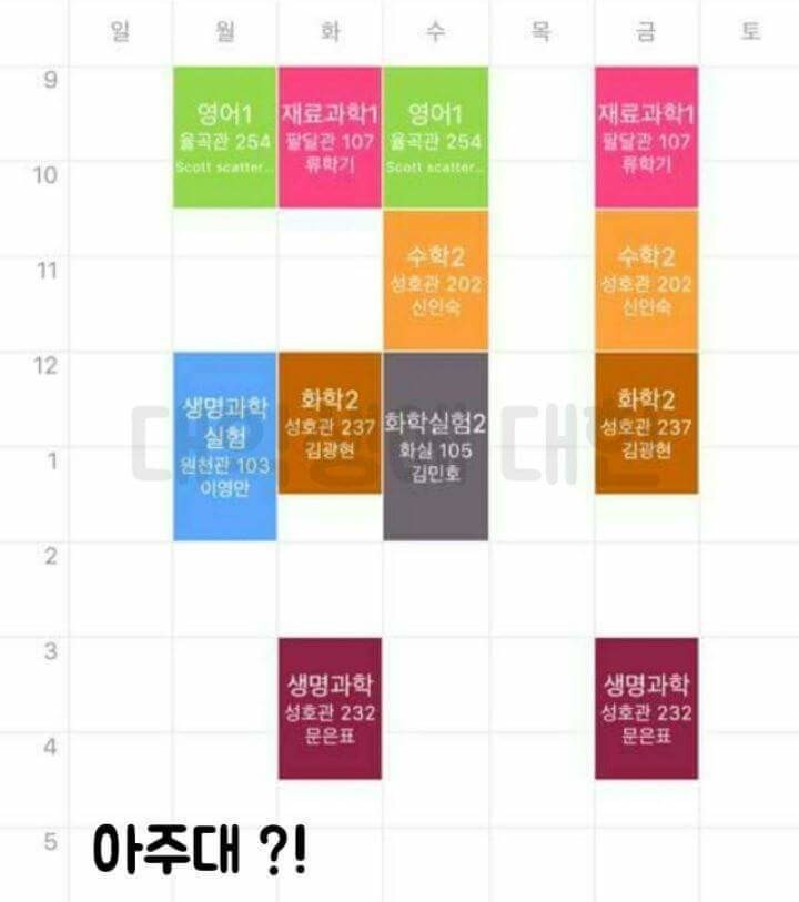 대학교 시간표 레전드 | 인스티즈