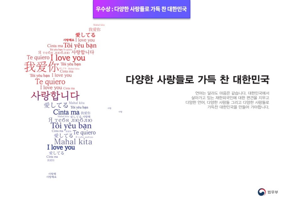 제3회 법무부 포스터 공모전 (재한외국인과 더불어 조화롭게 살아가는 사회) 당선작 | 인스티즈